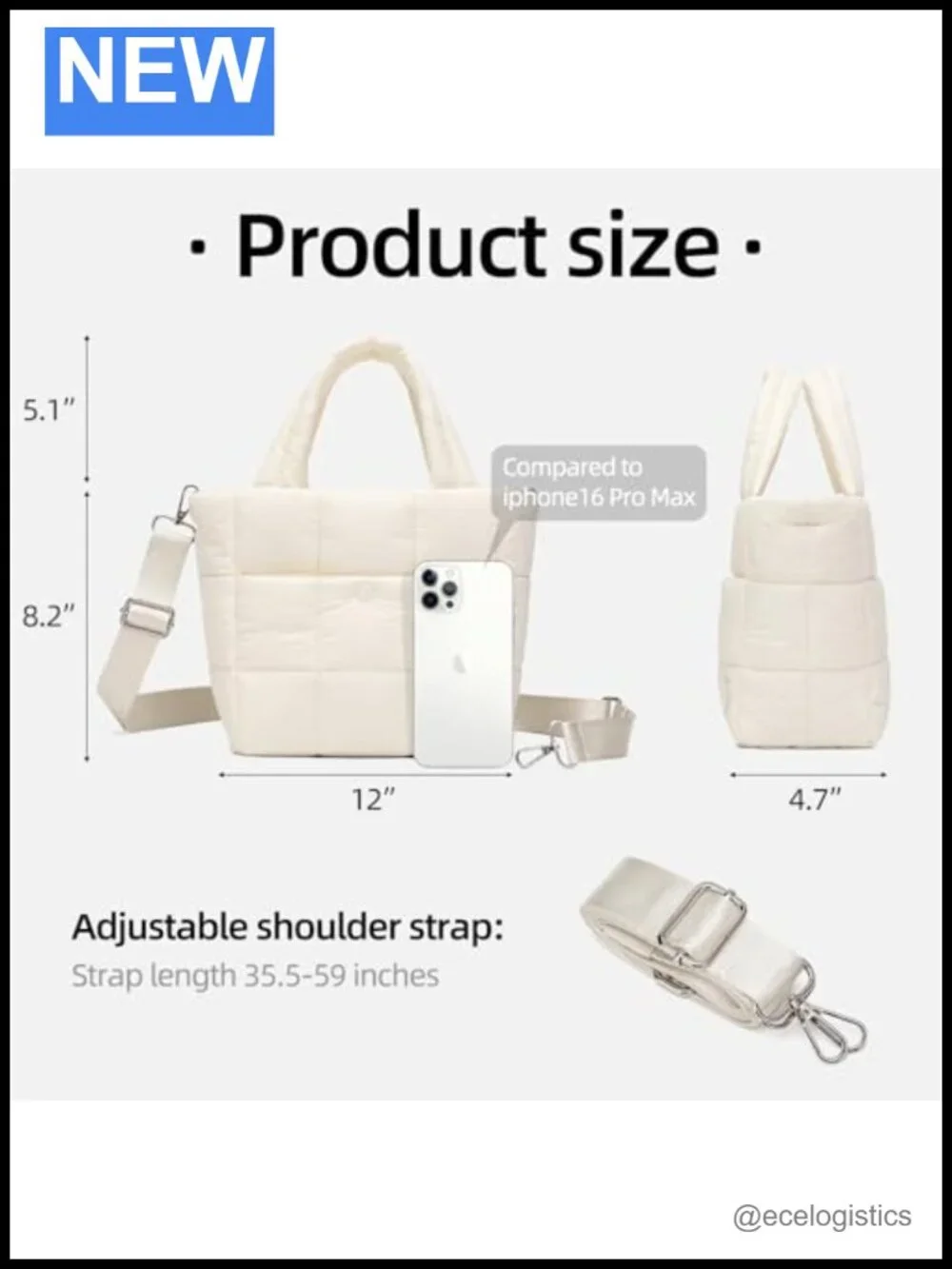 Quilted Mini Puffer Crossbody Bag - Lightweight Water-Resistant Nylon Shoulder